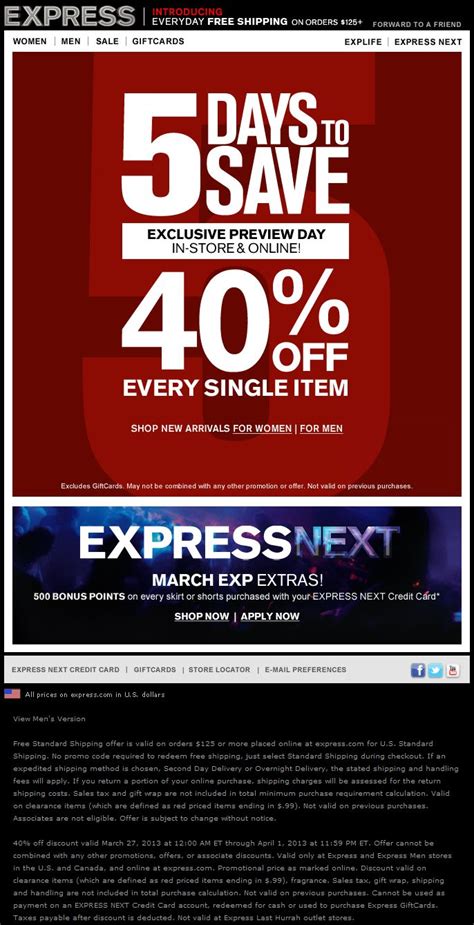 Express Fashion Coupons Printable