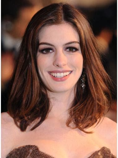 Exquisite Auburn Lace Front Shoulder Length Anne Hathaway Wigs