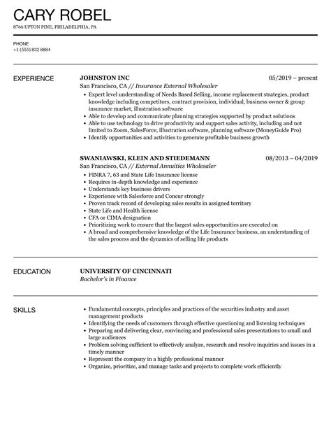 External Wholesaler Investment Résumé: A Comprehensive Overview