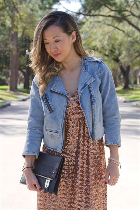 Eyelet Maxi Dress with Denim Jacket: