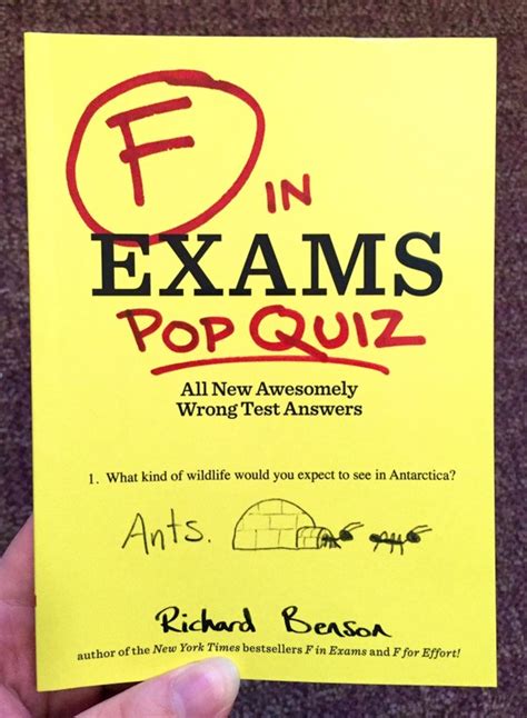 F in Exams Pop Quiz All New Awesomely Wrong Test Answers Reader