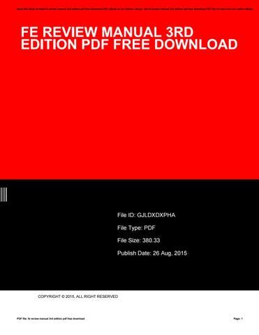 FE REVIEW MANUAL 3RD EDITION PDF Ebook Epub