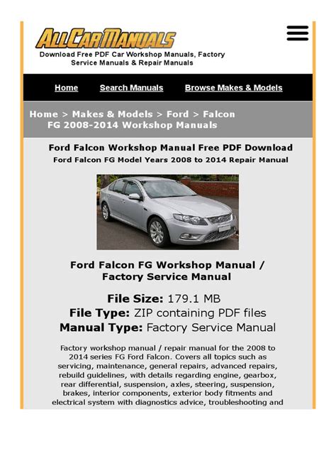 FG FALCON WORKSHOP MANUAL PDF Ebook Doc