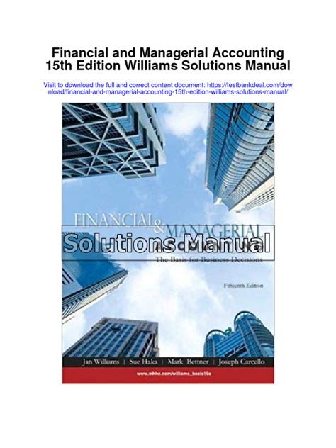 FINANCIAL AND MANAGERIAL ACCOUNTING 15TH EDITION SOLUTION MANUAL FREE Ebook Epub