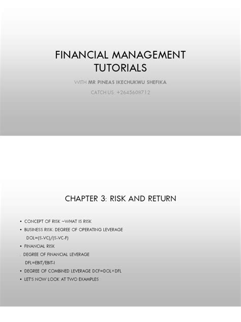 FINANCIAL MANAGEMENT TUTORIAL Ebook Doc