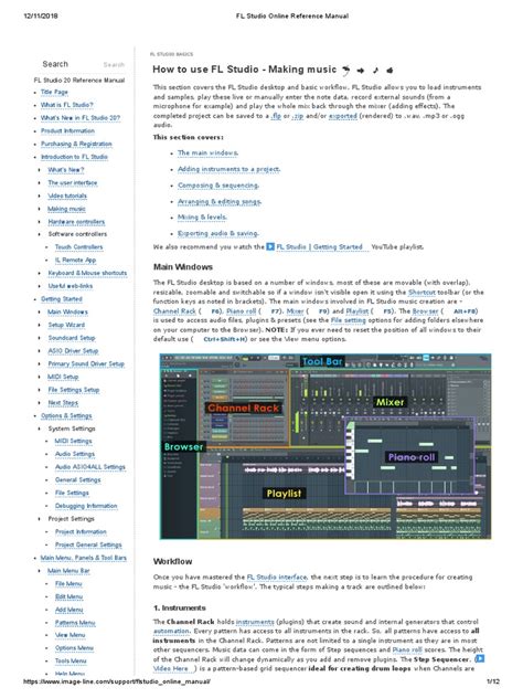 FL STUDIO REFERENCE MANUAL Ebook Doc