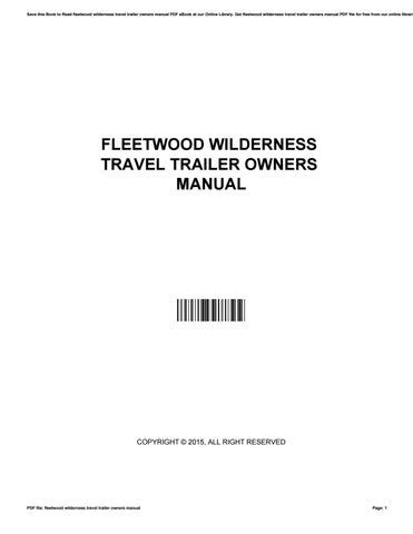 FLEETWOOD WILDERNESS TRAVEL TRAILER MANUAL Ebook Reader