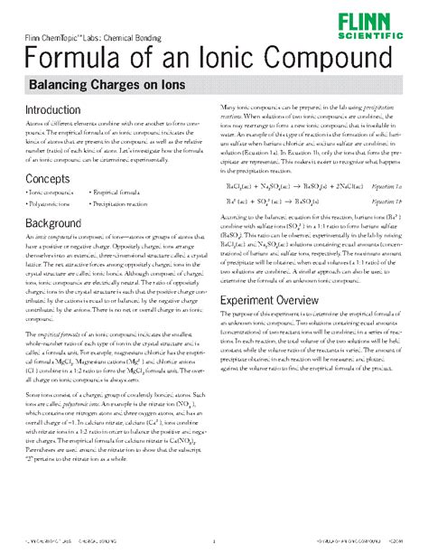 FLINN CHEMTOPIC LABS IONIC COMPOUND ANSWERS Ebook Kindle Editon