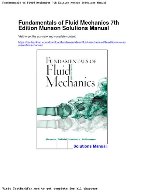 FLUID MECHANICS MUNSON SOLUTIONS MANUAL 7TH EDITION Ebook Doc