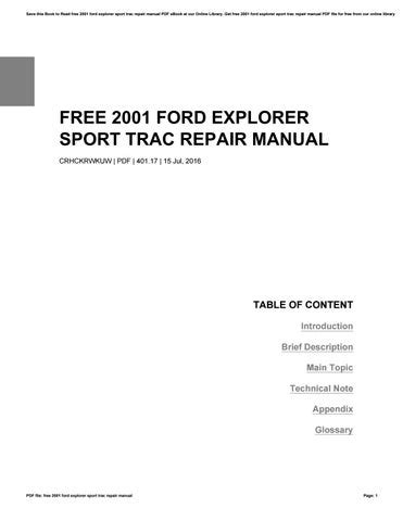 FORD EXPLORER SPORT TRAC REPAIR MANUAL PDF Ebook Reader