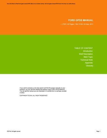 FORD GPDS MANUAL Ebook Epub