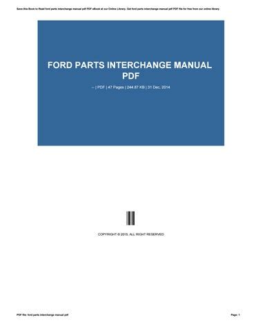 FORD PARTS INTERCHANGE MANUAL PDF Ebook Reader
