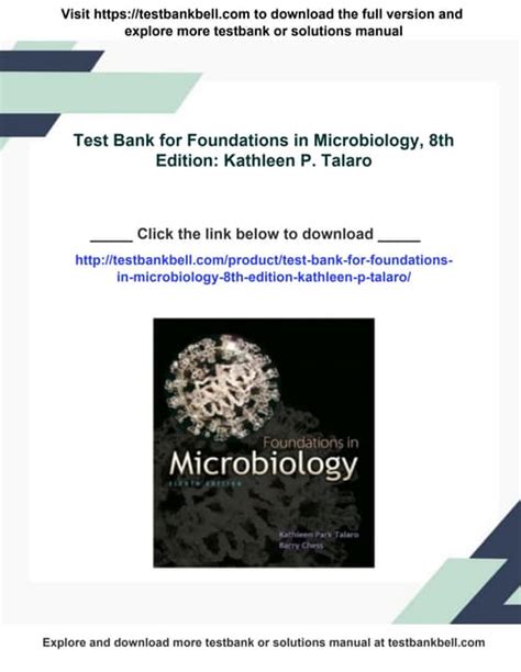 FOUNDATIONS IN MICROBIOLOGY TALARO 8TH EDITION TEST BANK Ebook Doc