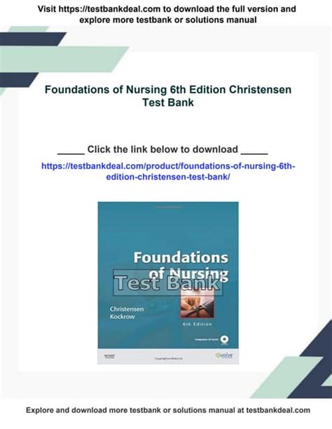 FOUNDATIONS OF NURSING 6TH EDITION CHRISTENSEN KOCKROW TEST BANK Ebook Doc