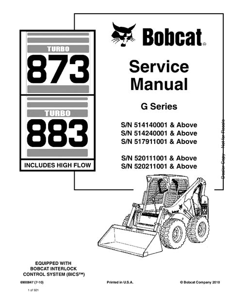 FREE BOBCAT 873 SERVICE MANUAL Ebook PDF