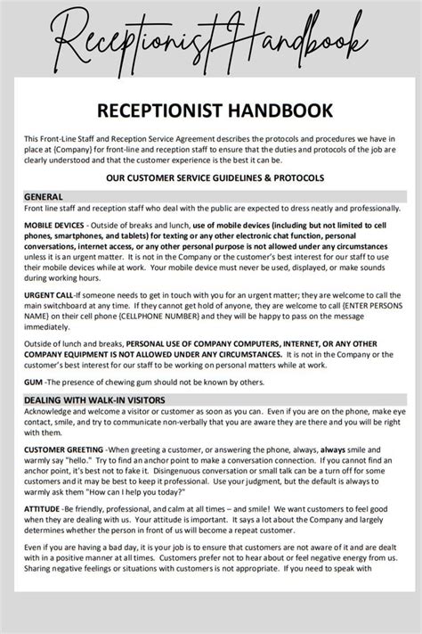 FREE RECEPTIONIST TRAINING MANUAL Ebook Epub