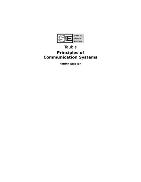 FREE SOLUTION MANUAL OF PRINCIPLES OF COMMUNICATION SYSTEMS BY TAUB AND SCHILLING Ebook Doc