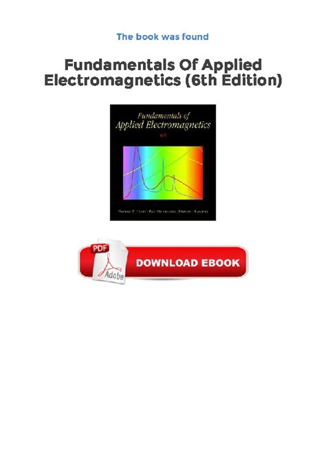 FUNDAMENTALS OF APPLIED ELECTROMAGNETICS 6TH EDITION SOLUTION MANUAL Ebook Kindle Editon