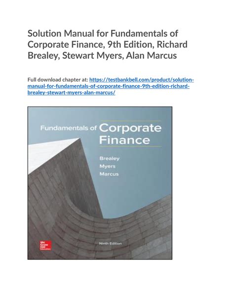 FUNDAMENTALS OF CORPORATE FINANCE 9TH EDITION SOLUTION MANUAL Ebook Kindle Editon