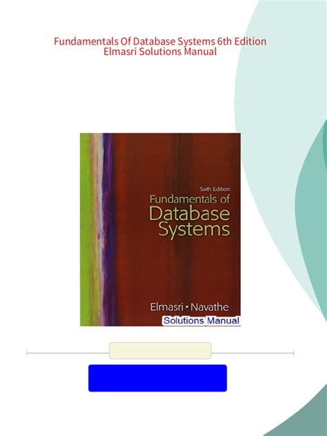 FUNDAMENTALS OF DATABASE SYSTEMS 6TH EDITION SOLUTION MANUAL Ebook Epub