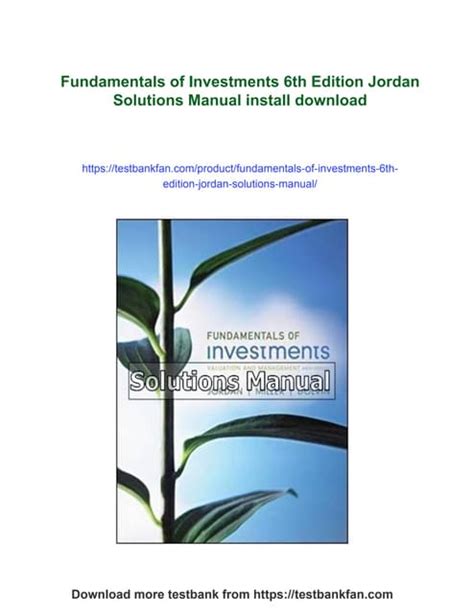 FUNDAMENTALS OF INVESTMENTS 6TH EDITION SOLUTION MANUAL Ebook Reader