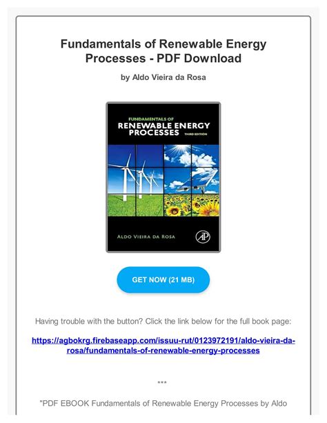 FUNDAMENTALS OF RENEWABLE ENERGY PROCESSES SOLUTION MANUAL Ebook Epub