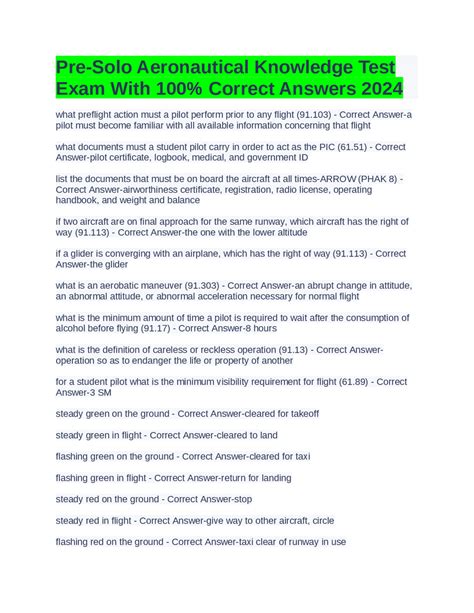 Faa Pre Solo Test Answers PDF