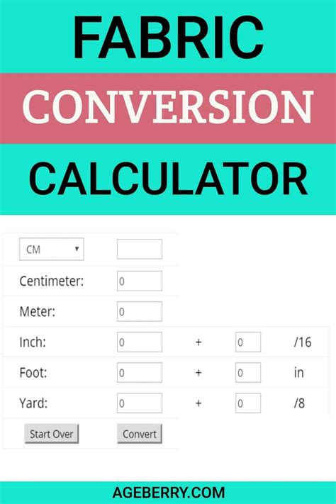 Fabric Calculator Chart