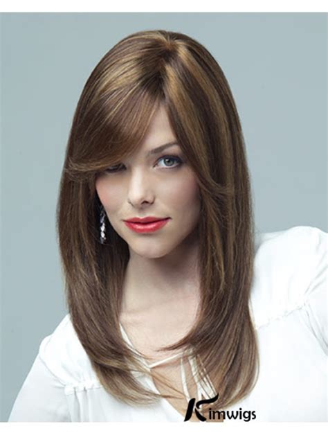 Fabulous Brown Wavy Long Human Hair Wigs & Half Wigs