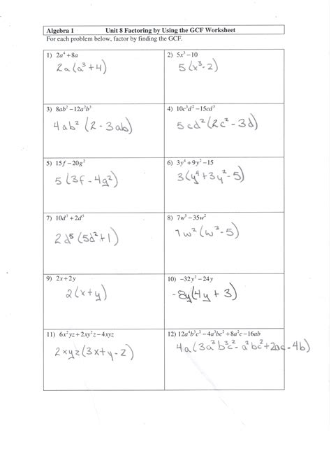 Factoring Day 1 Assignment Answer Key Epub