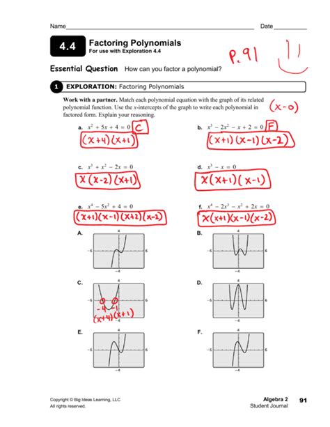 Factoring Polynomials Marcy Mathworks Answers Reader