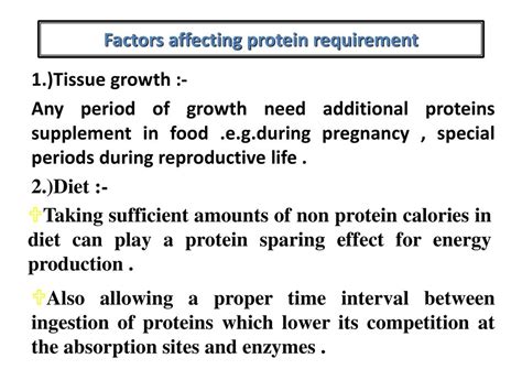 Factors Affecting Protein Requirements