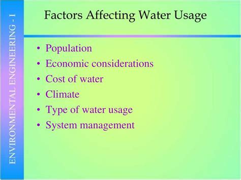 Factors Influencing Water Consumption and Management