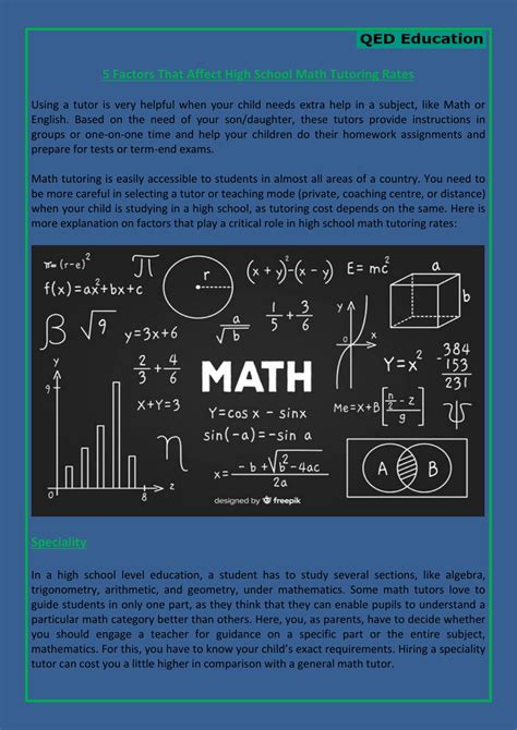 Factors That Affect Math Tutor Rates