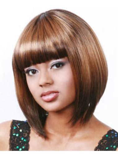 Faddish Auburn Straight Chin Length African American Wigs