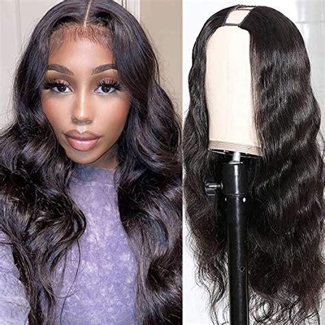 Faddish Black Wavy Long U Part Wigs