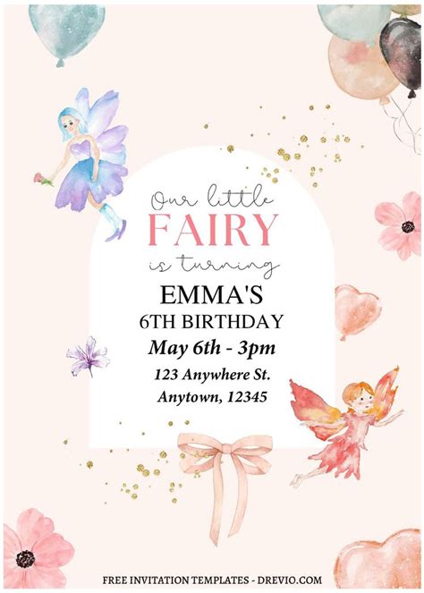 Fairy Birthday Invitation Templates Free