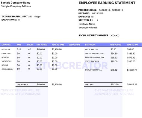 Fake Check Stub Template