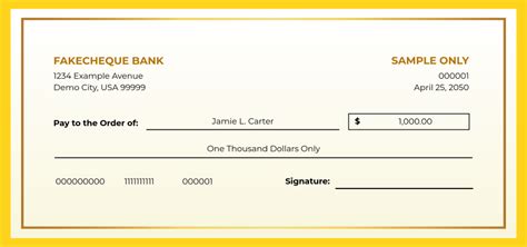 Fake Cheque Template Word