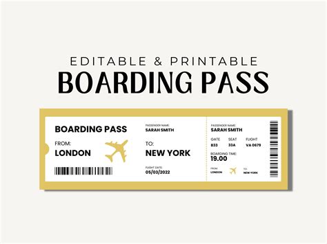 Fake Plane Ticket Template