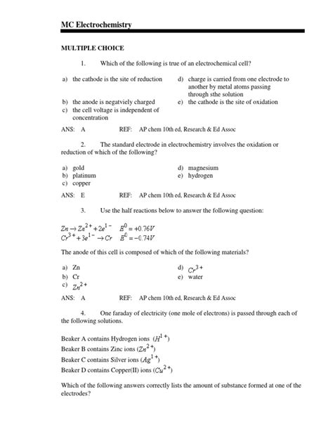 Fall 2012 Electrochemistry Test Answers Epub