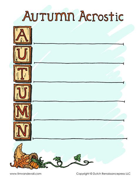 Fall Acrostic Poem Template