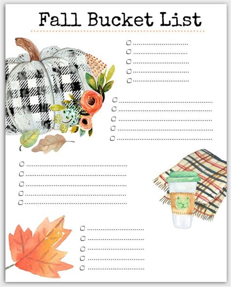 Fall Bucket List Template