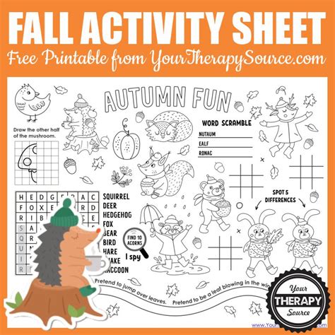 Fall Printable Activity Sheets