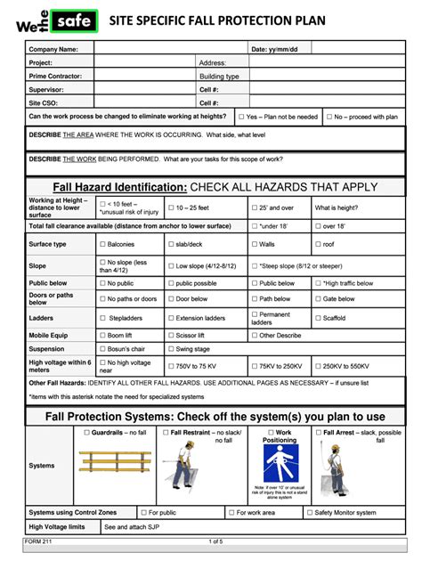 Fall Protection Plan Template Word Document