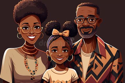 Familia: Cartoon Twins and Mom Plus Dad (Black People)