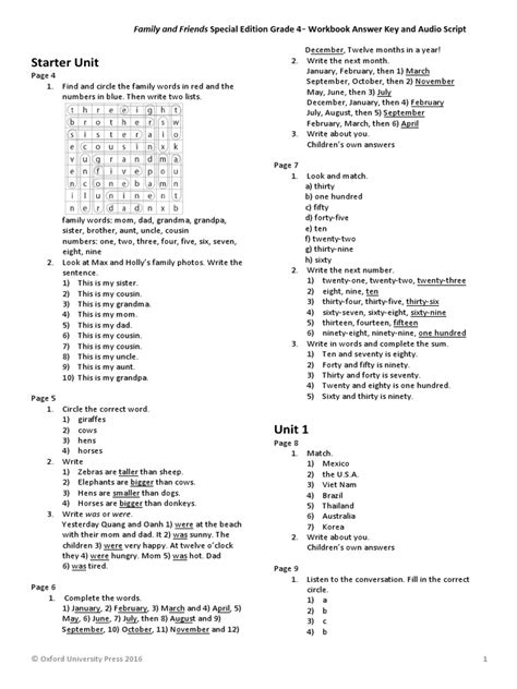 Family And Friends 4 Workbook Answer Key Kindle Editon