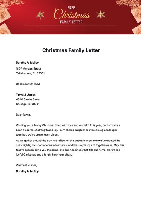 Family Christmas Letter Template