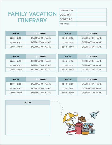 Family Itinerary Template