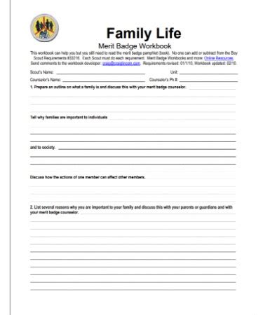 Family Life Merit Badge Workbook Answers Kindle Editon